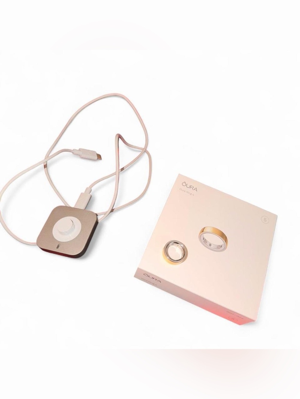 Oura Gold Ring Size 5 comes with Charger USB-C Cable and Original Box